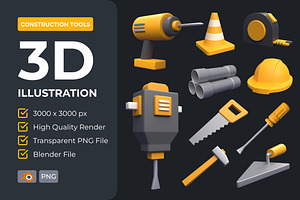 Construction Tools 3D Illustration