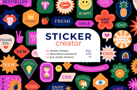 Retro stickers, vector creator