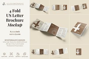 4 Fold US Letter Brochure Mockup