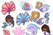 Mermaid clipart, an Animal Illustration by DarinaDigital (Thumbnail 3 of 5)