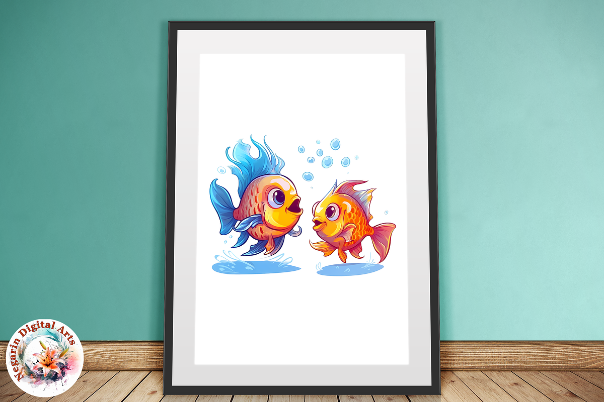 Watercolor Cute Little Fish Clipart, an Object Graphic by Negarin Digital Art (Photo 10 of 11)