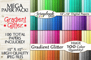 100 Colors Glitter Ombre Papers
