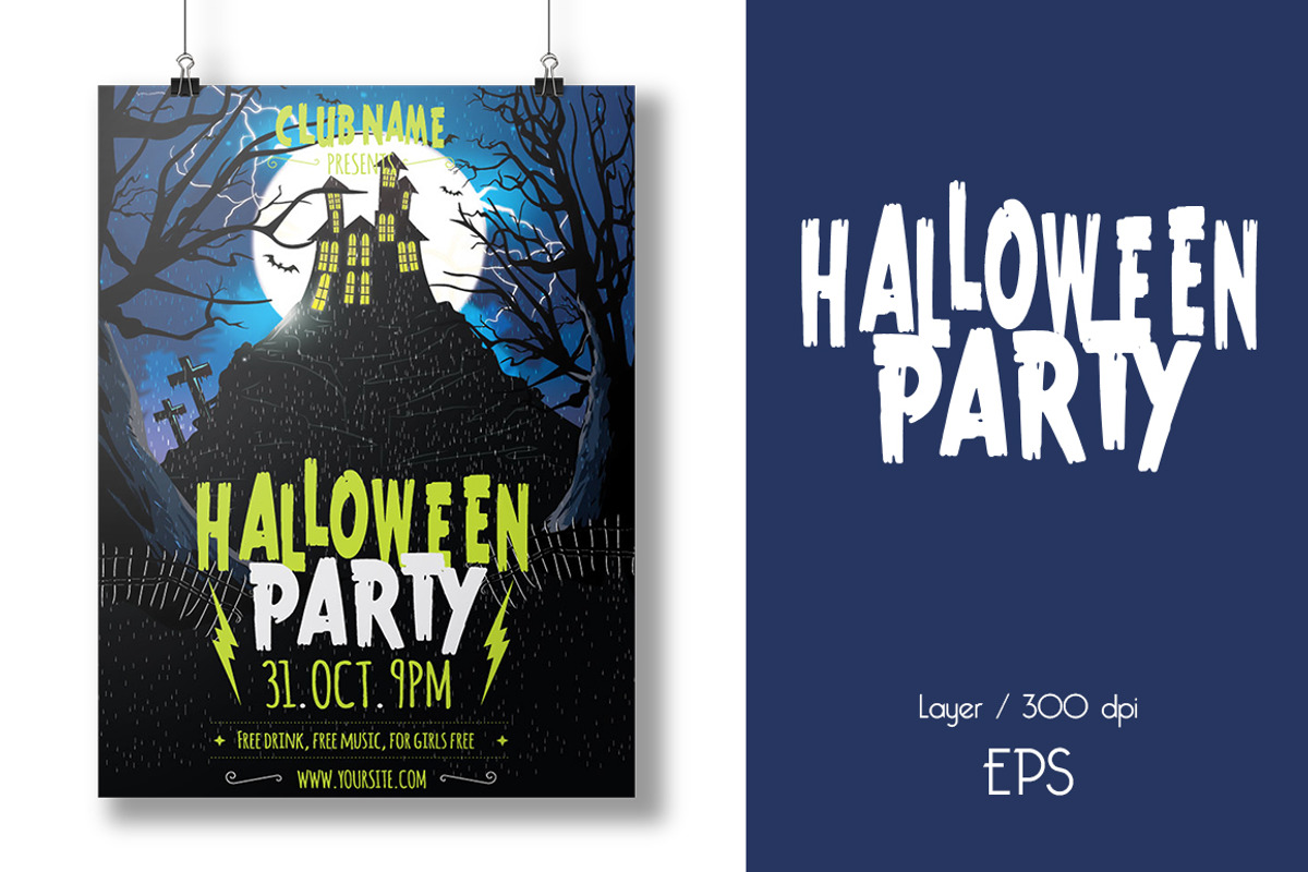Halloween Party Poster, a Flyer Template by The G! Design