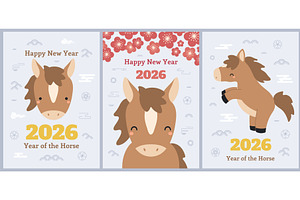 2026 Lunar New Year cute horse cards, an Object Illustration by sceptical cactus