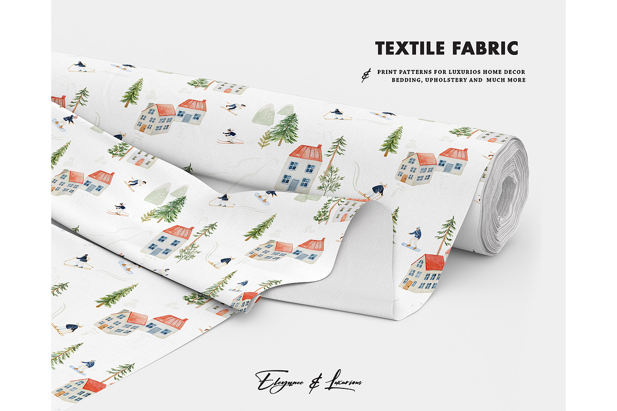 Alps Skiing Cozy Houses pattern, a Pattern Graphic by Milatoo (Photo 3 of 3)