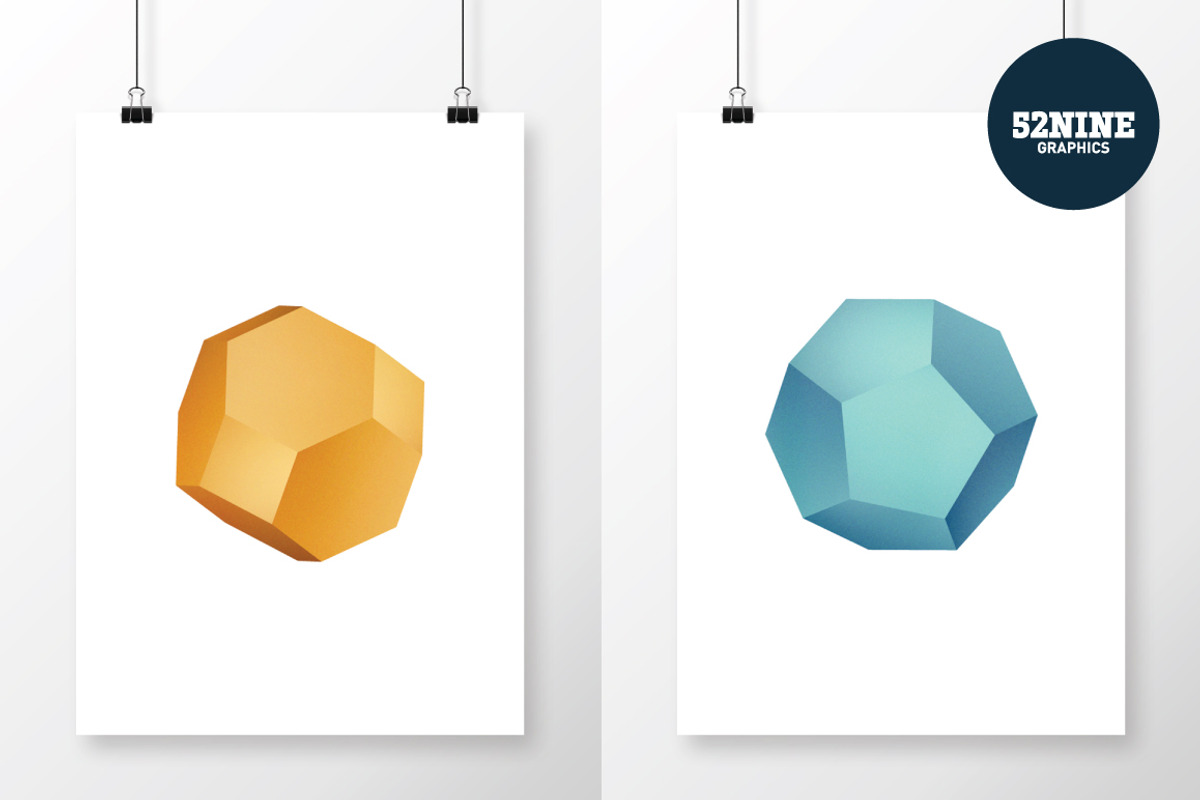 Polyhedral Vector Objects + Bonus!, an Object Graphic by 52NINE GRAPHICS (Photo 3 of 10)