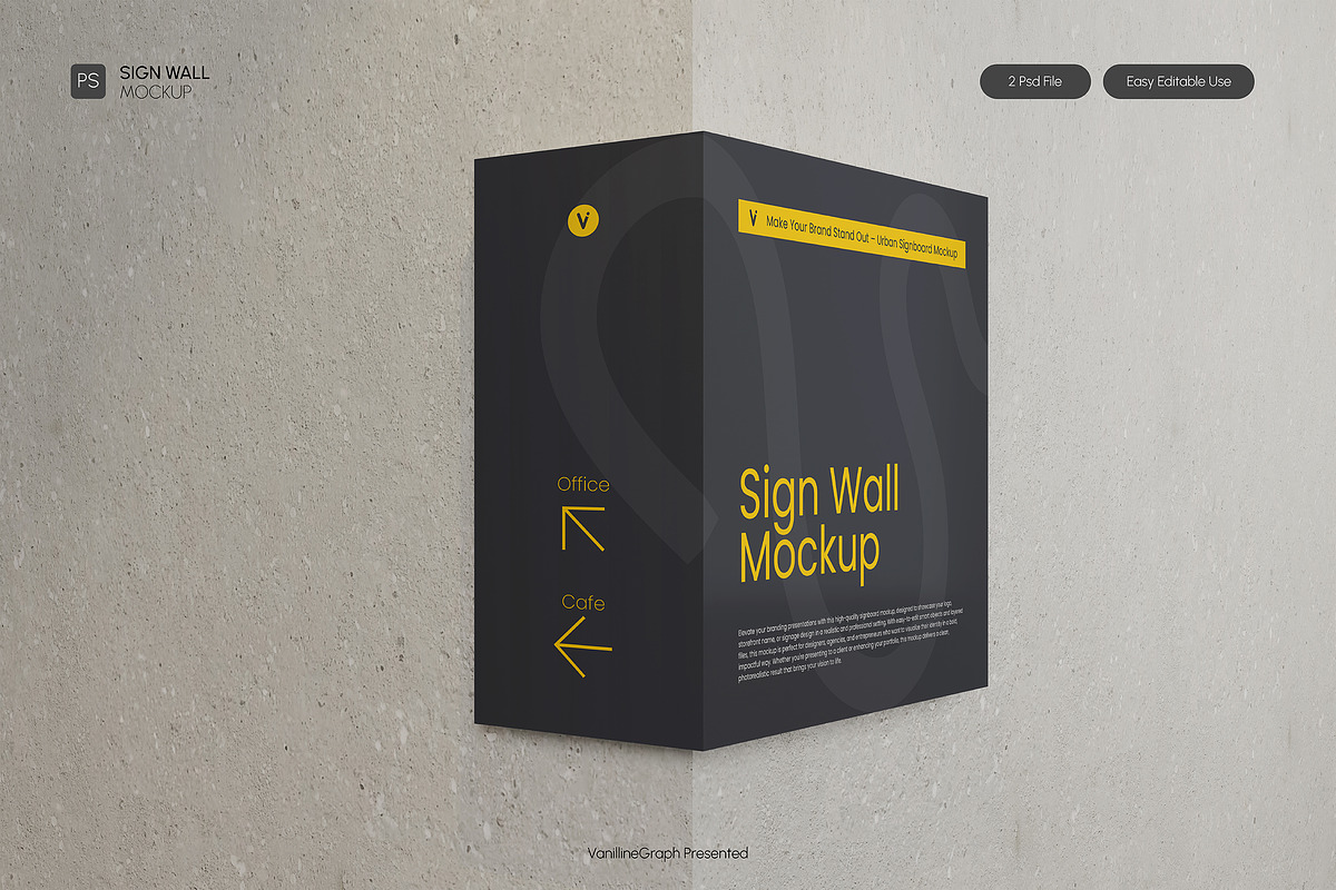 Sign Wall Mockup, an Advertising Mockup by VanillineGraph (Photo 1 of 3)