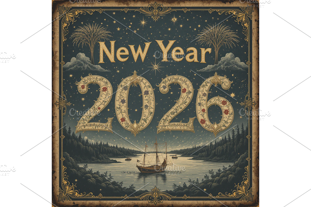 Old Vintage New Year 2026 Clipart, a Seasonal Illustration by Creative design (Photo 7 of 7)