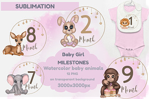 Baby Girl Animals Months Milestones.