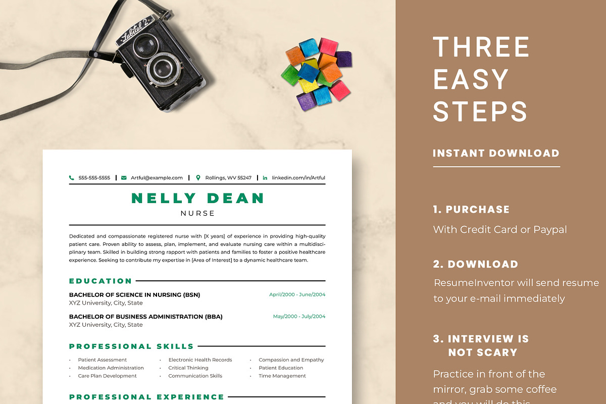 Nurse Resume Template, a Resume Template by ResumeInventor (Photo 9 of 9)