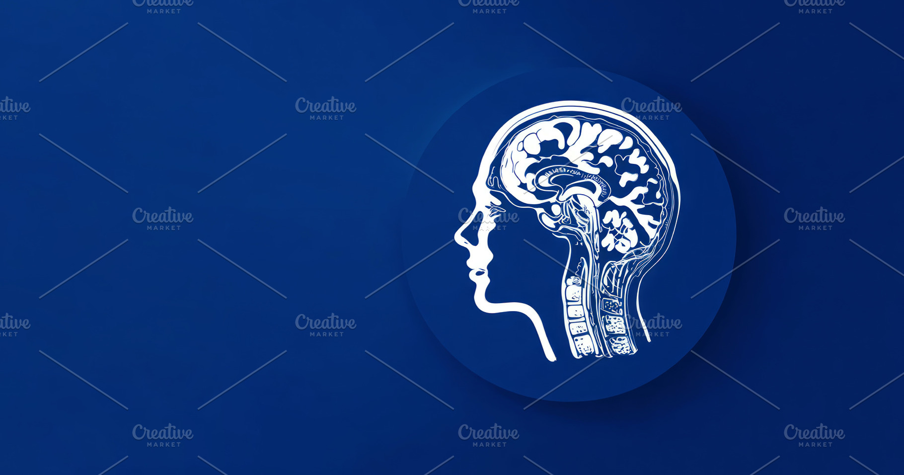 Side view anatomical illustration of human head and brain in pro, a Health & Medical Photo by José Manuel Gelpi