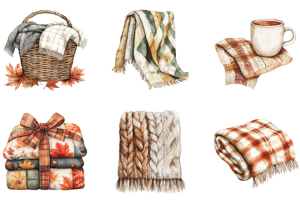 Fall Plaid Blankets Clipart, a Seasonal Illustration by Designking (Photo 4 of 5)