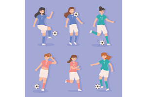 soccer female group, a Person Illustration by studiogstock