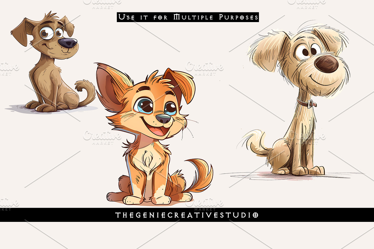 Funny Cartoon Dog PNG Clipart Set, an Animal Illustration by Geniecreativestudio (Photo 5 of 9)
