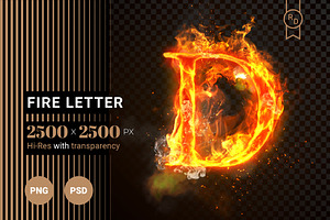 Fire Letter D of burning flame (PSD)
