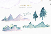 A Mountain Summer Watercolor Set, an Illustration by Creativeqube Design (Thumbnail 17 of 19)