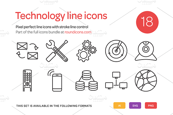 Technology Line Icons Set