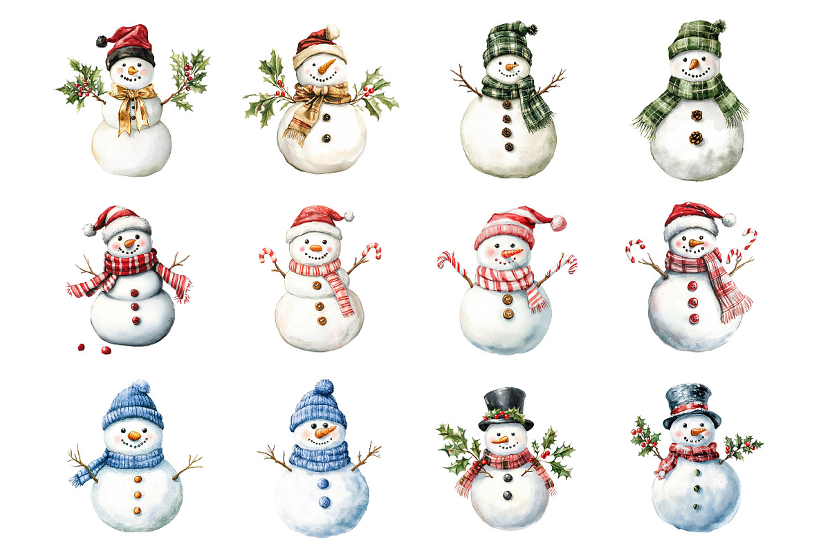 Christmas Snowman Clipart, an Illustration by Design Market (Photo 2 of 4)