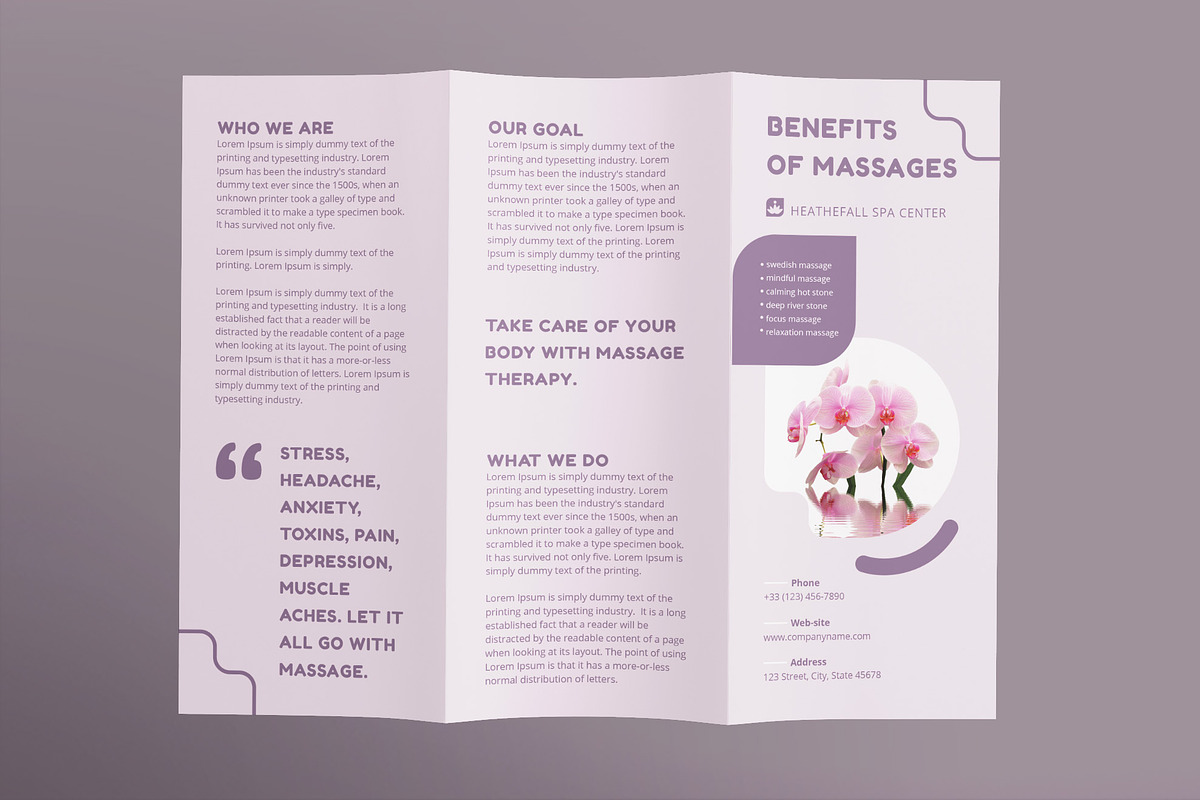 Massage Brochure Trifold, a Brochure Template by TemplatesNow!