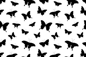 Butterfly Silhouettes Pattern Vector