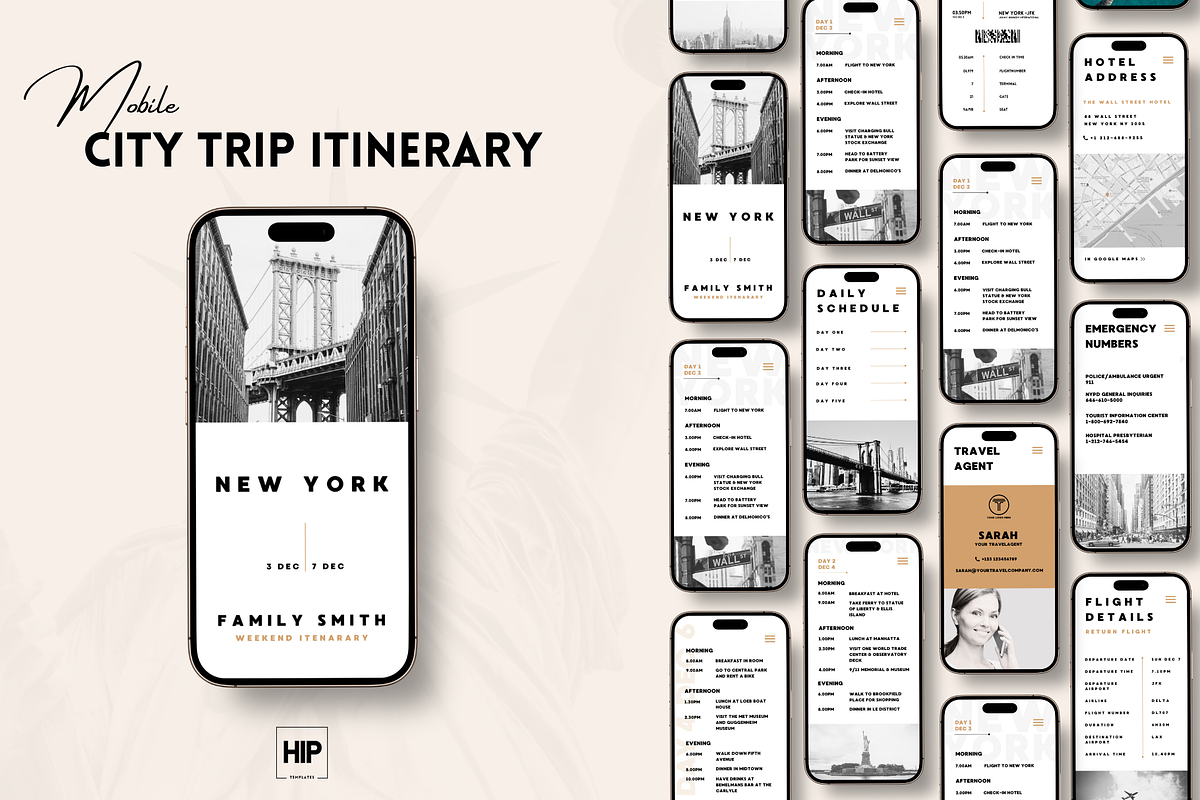 Editable Mobile City Trip Itinerary, a Templates & Theme by Hip Templates (Photo 2 of 11)