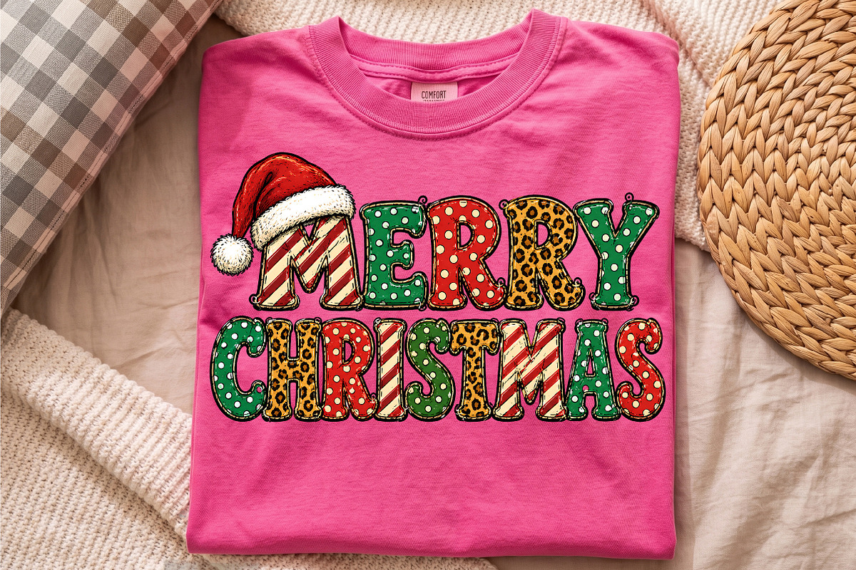 Merry Christmas PNG, Retro Patterned, a Seasonal Illustration by Libby Wishes (Photo 3 of 4)