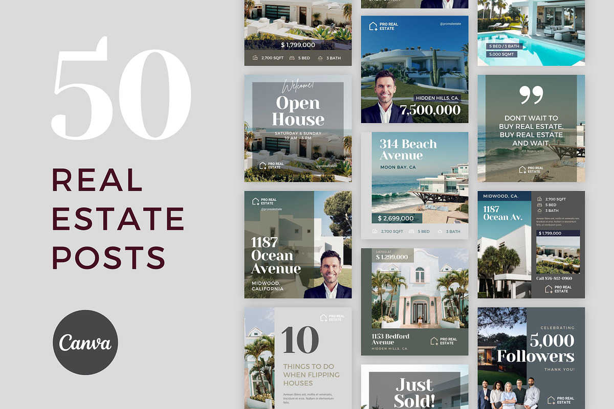 Real Estate Instagram Canva Template, a Social Media Template by Type Here Studio (Photo 1 of 10)