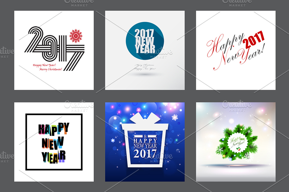 2017 Happy New Year Greeting Cards, a Background Graphic by GalaStudio (Photo 5 of 10)