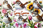 Spring Sparrow Bird Clipart, a Work Illustration by OK Design (Thumbnail 1 of 4)