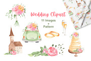 Watercolor Wedding Clipart, a Decorative Illustration by natalisart (Thumbnail 1 of 4)