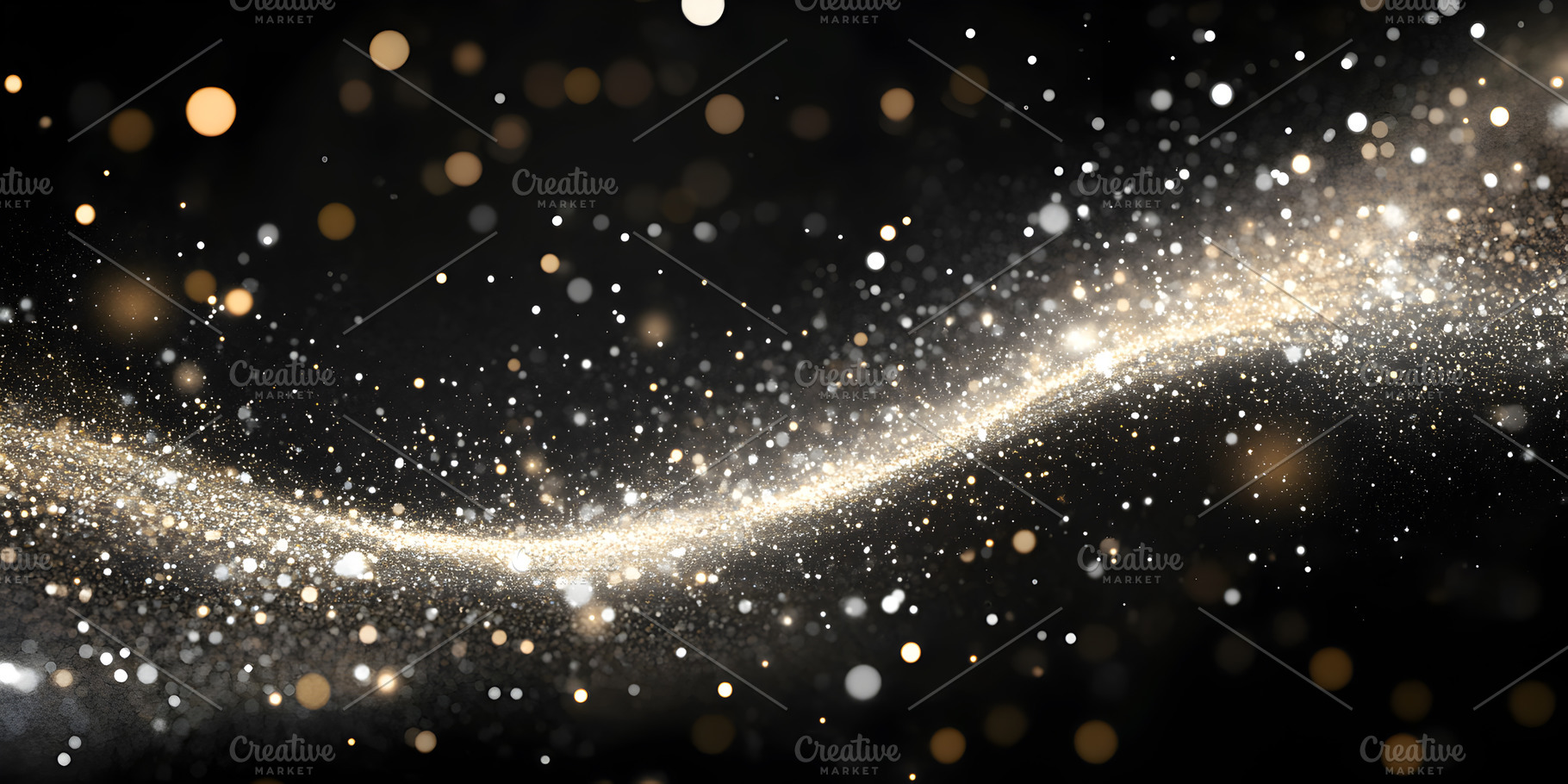 Sparkling golden glitter wave on black background, a Background Photo by Photostock