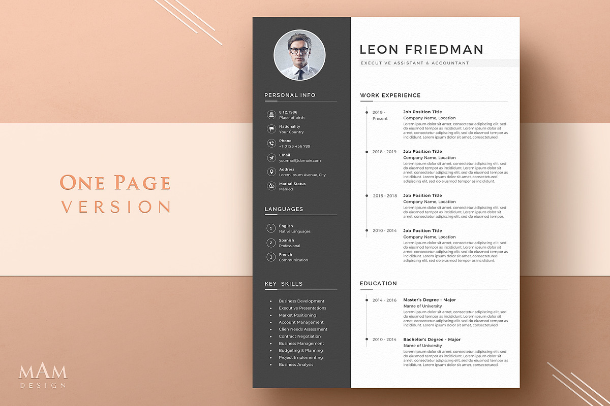 Modern Resume Template for Word, a Resume Template by MAM Design (Photo 2 of 10)