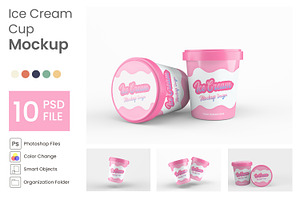 Glossy Ice Cream Cup Mockup PSD
