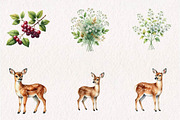 Watercolor Forest Woodland Clipart, a Seasonal Illustration by CreationArt (Thumbnail 4 of 7)