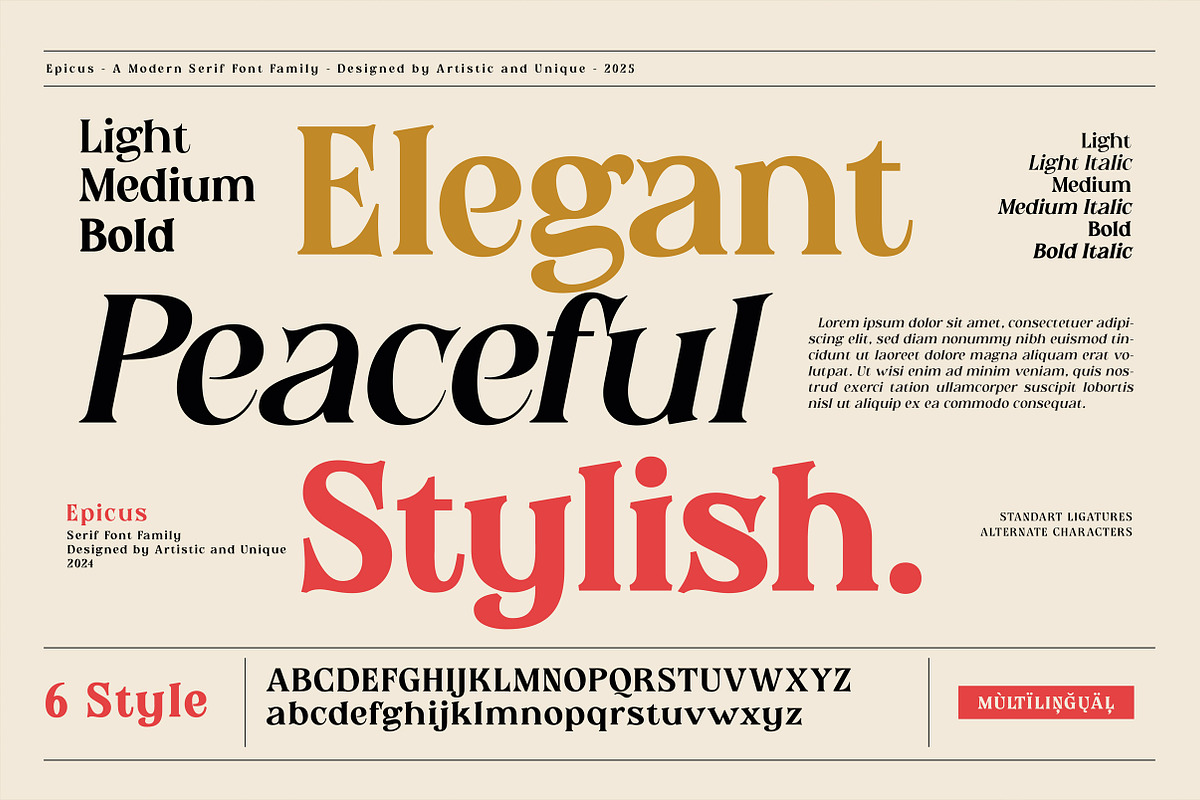 Epicus - Serif font family, a Font by Artistic & Unique (Photo 2 of 14)