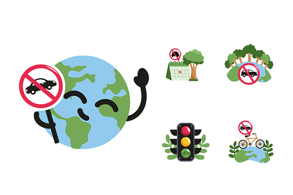 World Car Free Day Illustration Set preview 2
