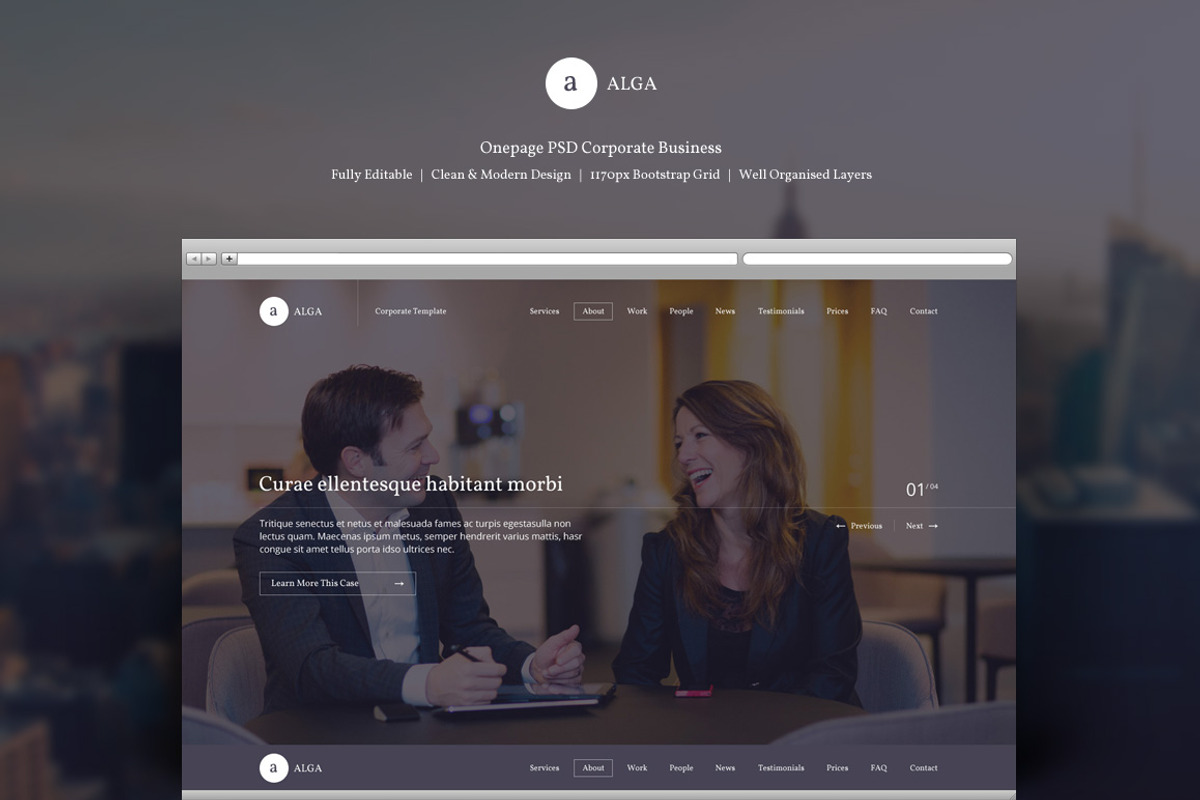 Alga-One Page PSD Template, an UI Kit Template by flr.24 (Photo 1 of 5)