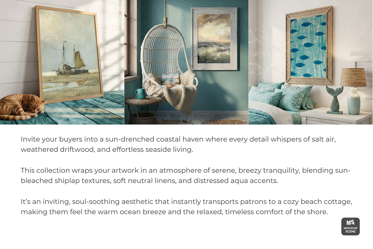 Coastal Beach House Wall Art Mockup, a Household Mockup by Mockup Scene (Photo 2 of 11)