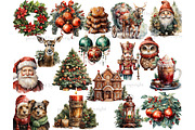 Christmas Watercolor Clipart Set, a Seasonal Illustration by GlamArtZhanna (Thumbnail 3 of 5)