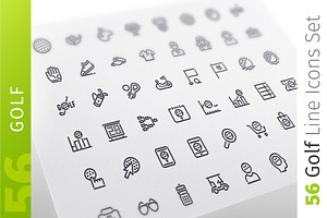 Golf Line Icons Set, an Outline Icon by Voysla's Shop