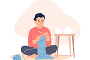 Man knitting. Male handmade hobby, a Sport Illustration by LadadikArt (Thumbnail 2 of 3)