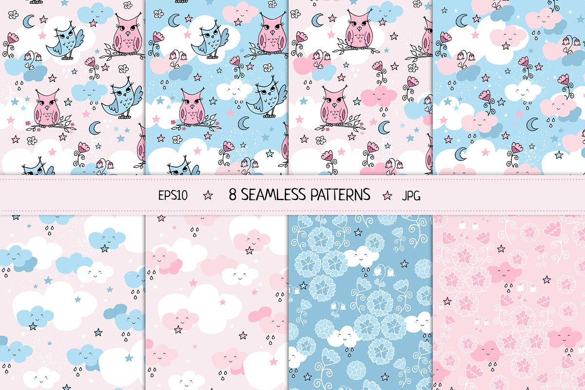 Cute baby owls and nursery patterns, a Pattern Graphic by Jermolina Mockups (Photo 3 of 7)