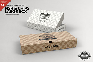 Large Fish And Chips Box Mockup