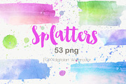 Watercolor splatters paint splashes, a Texture Graphic by FOXYdigitalart (Thumbnail 1 of 12)