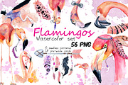 Boho flamingo Watercolor set, an Illustration by Evgeniia (Thumbnail 1 of 10)