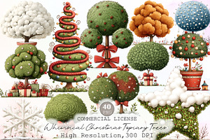 Whimsical Christmas Topiary Trees, an Illustration by Sublimation Artist