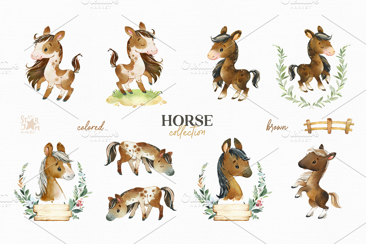 Horses. Watercolor Collection, an Animal Illustration by StarJam (Photo 4 of 6)