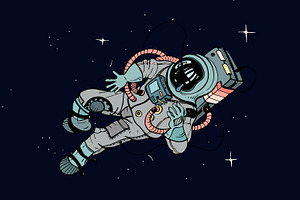 Astronaut in space + patterns, a Technology Illustration by Good Studio