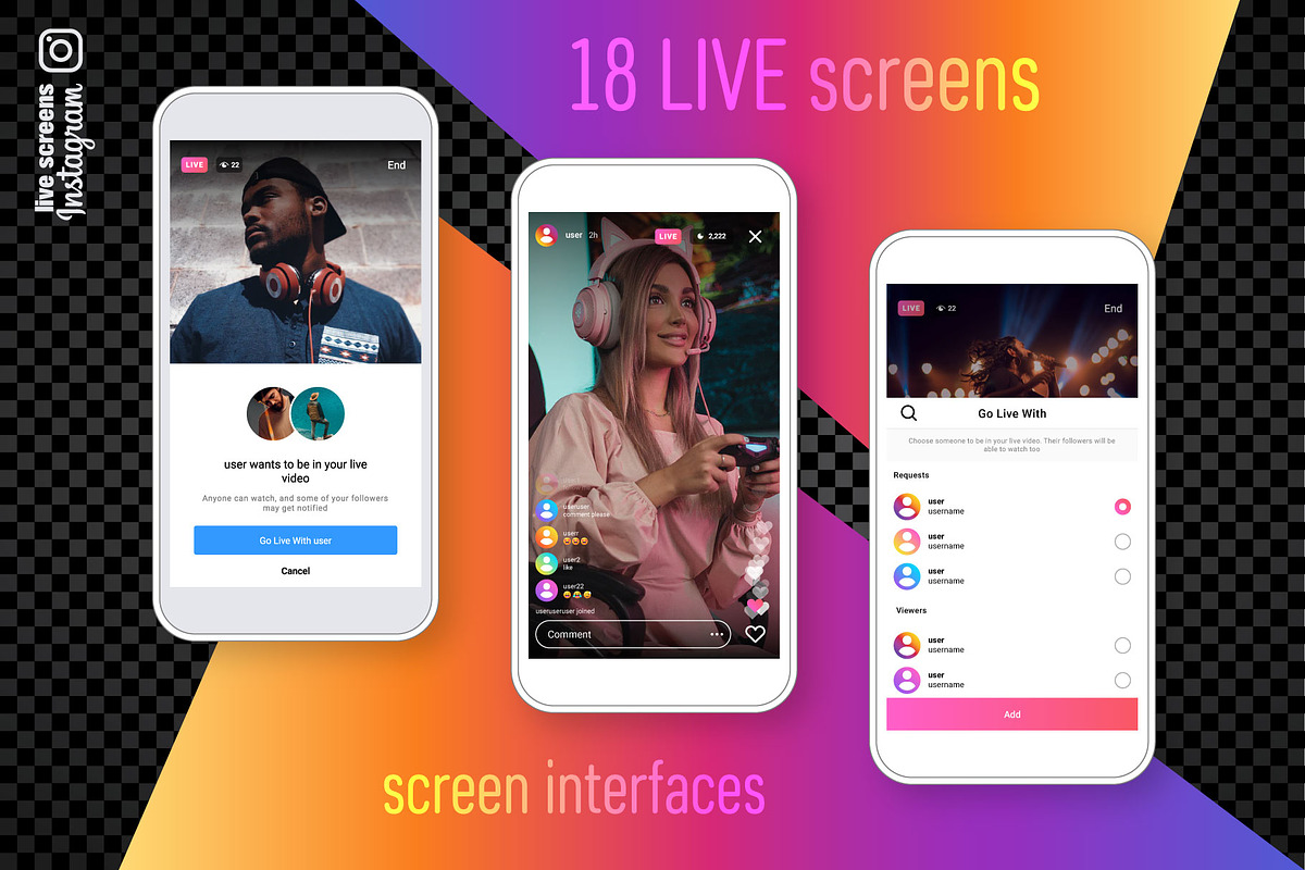 Instagram Live Screens, a Social Media Template by karnofff (Photo 2 of 5)