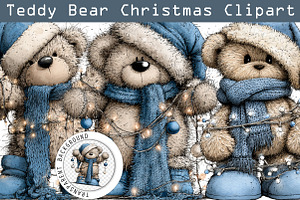 Whimsical Blue Christmas Teddy Bear